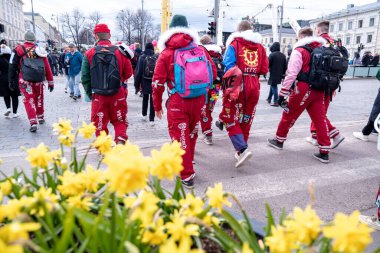 Fin öğrenciler Vappu 'yu kutluyor.
