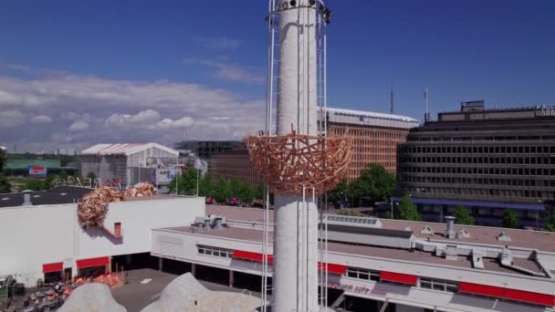 ヘルシンキ フィンランド 2022年6月9日 エイモス レックス博物館の空中写真 スローモーション映像 — ストック動画