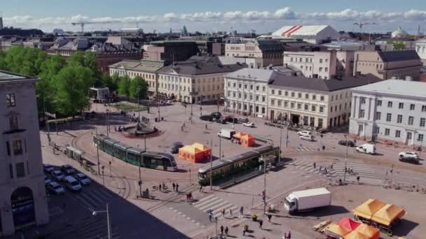 Helsinki Finland June 2022 Aerial View Market Square Central Helsinki — ストック動画