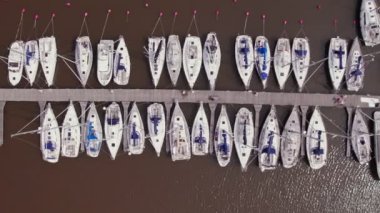Aerial view of the yachts in the marina on a Baltic sea, Finland.