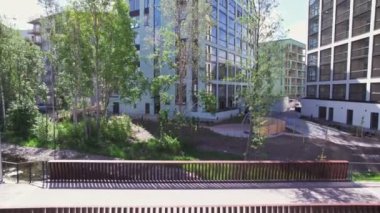 Aerial view of construction site of Finnoo neighborhood of Espoo, Finland. The new modern residential district on the South Finland.