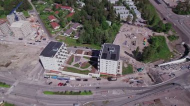 Finlandiya 'nın Espoo şehrinin Finnoo semtinin hava manzarası. Güney Finlandiya 'nın yeni modern yerleşim bölgesi.
