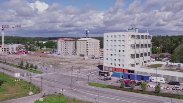 Aerial View Construction Site Finnoo Neighborhood Espoo Finland New Modern — Αρχείο Βίντεο