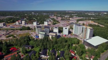 Finlandiya 'nın Espoo şehrindeki Finnoo mahallesinin hava manzarası. Güney Finlandiya 'nın yeni modern yerleşim bölgesi.