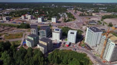 Finlandiya 'nın Espoo şehrindeki Finnoo mahallesinin hava manzarası. Güney Finlandiya 'nın yeni modern yerleşim bölgesi.