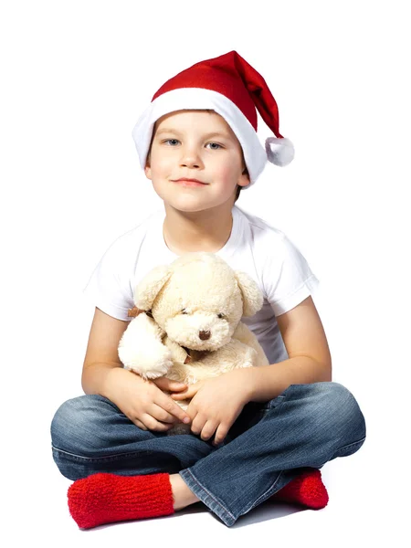 Niño con sombrero de Santa Claus — Foto de Stock