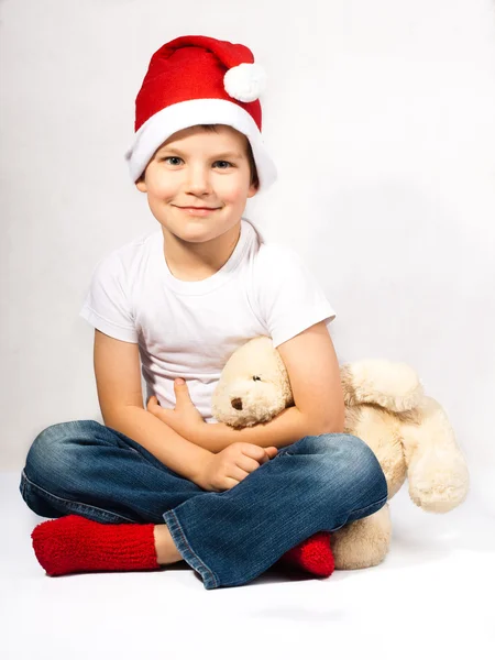 Niño con sombrero de Santa Claus — Foto de Stock