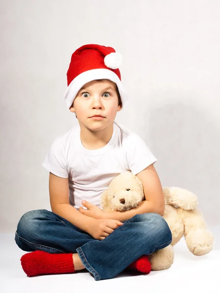 Boy with Santa Claus hat — Stock Photo, Image