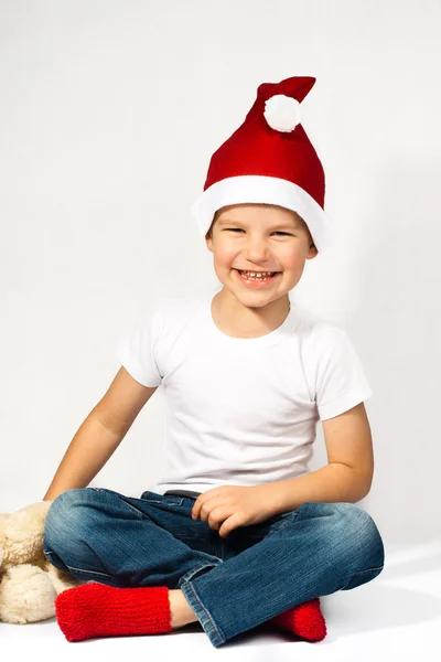 Boy with Santa Claus hat — Stock Photo, Image