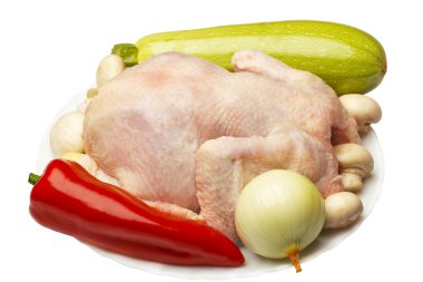çiğ tavuk ve sebze