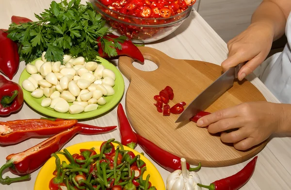 Taglio peperoncino rosso — Foto Stock