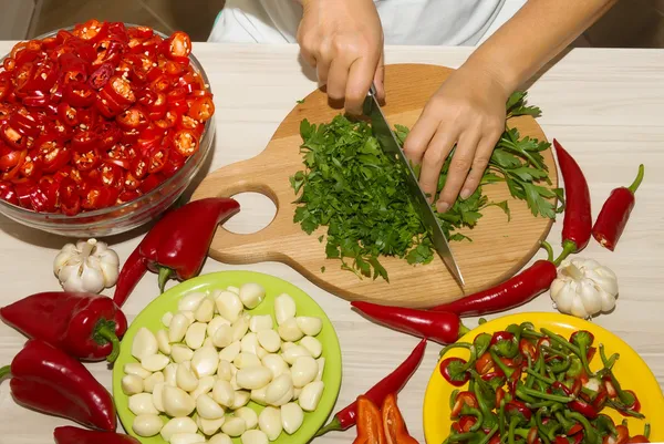 Vágó piros chili paprika — Stock Fotó