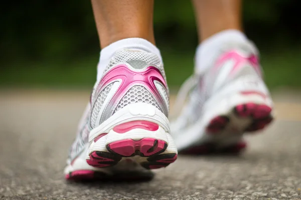 Running shoes close-up. Female runner. — Stock Photo, Image