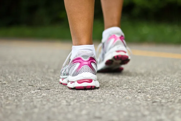 Running shoes close-up. Female runner. — Stock Photo, Image