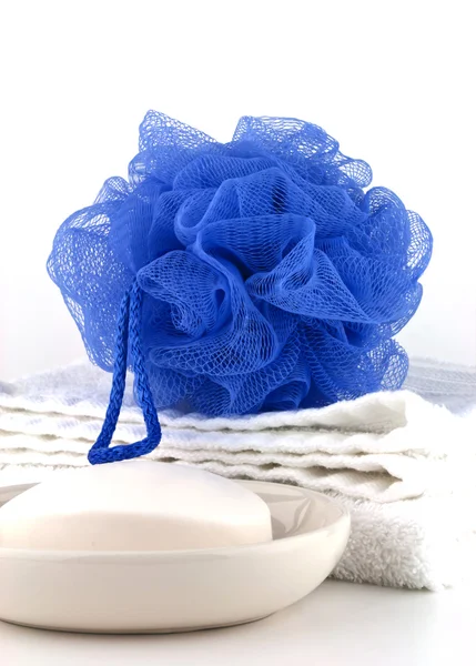 Blue bath puff — Stock Photo, Image