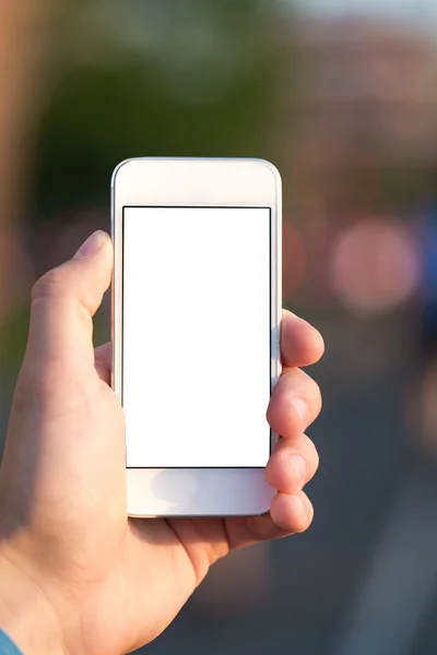 Man using mobile phone in the park — Stock Photo, Image