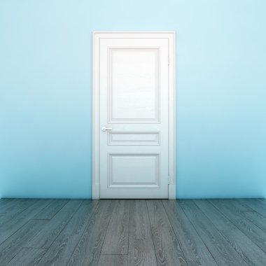 boş ışık mavi iç beyaz kapı ile