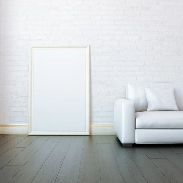 New White Room With Blank Frame For Painting — Stock Photo, Image