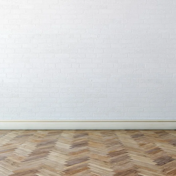 古典的な寄木細工の床と白い壁の新しいインテリア — ストック写真
