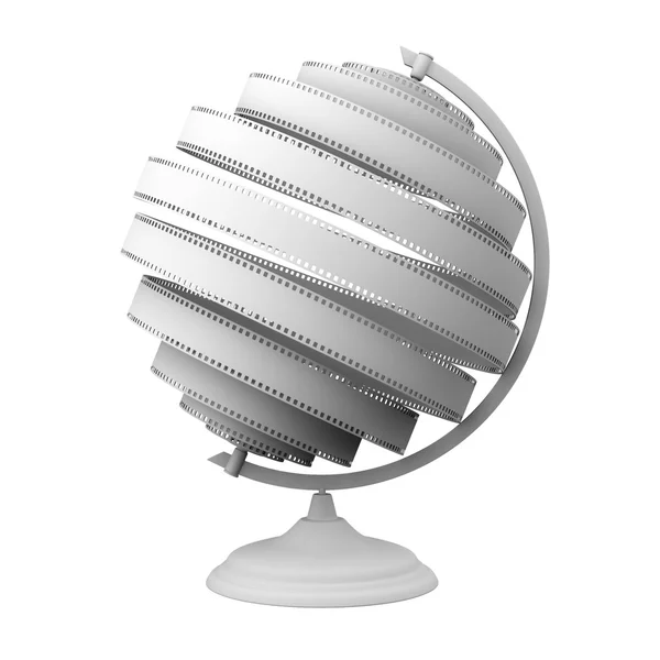 Globe abstrait avec film blanc (isolé sur blanc ) — Photo
