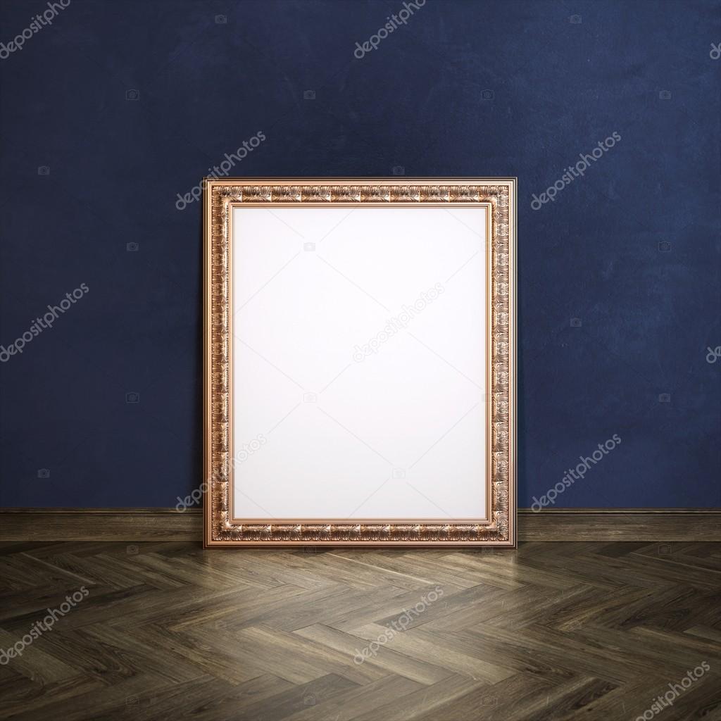 Classic Golden Carved Frame In Gallerry Interior (Navy Blue Wall Version)