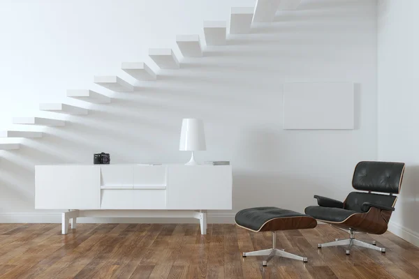 Salle intérieure minimaliste avec chaise longue (version cadre) ) — Photo