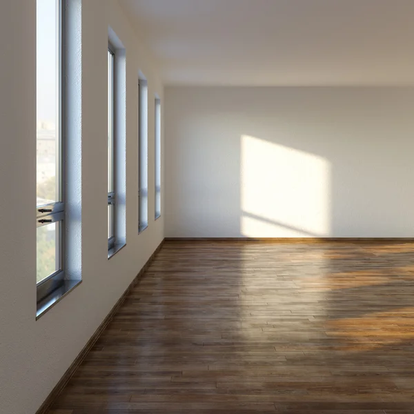 Sala de estar vazia com piso laminado — Fotografia de Stock