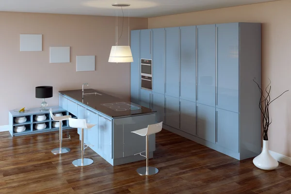 Luxus-Küchenschrank (blaue Möbel)) — Stockfoto