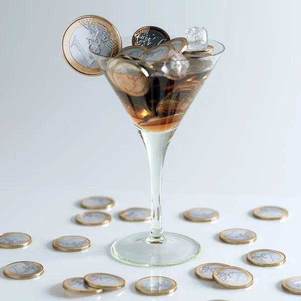 Cocktail Created Out Of Euro Coins (Money Conceptual Picture) — Stock Photo, Image