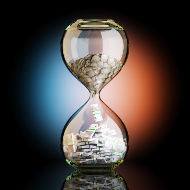 Kum saati (kavramsal resim başarılı iş Euro para)