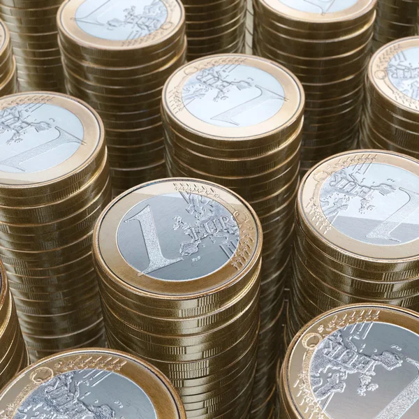 Stack Of 1 Euro Coins (Close-Up Picture) — Stock Photo, Image