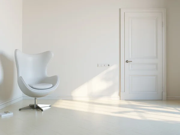 Chambre intérieure blanche minimaliste avec fauteuil de luxe — Photo