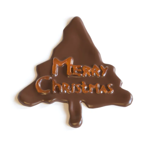 Cookie au chocolat en forme d'arbre de nouvel an avec un lettrage de Noël joyeux — Photo