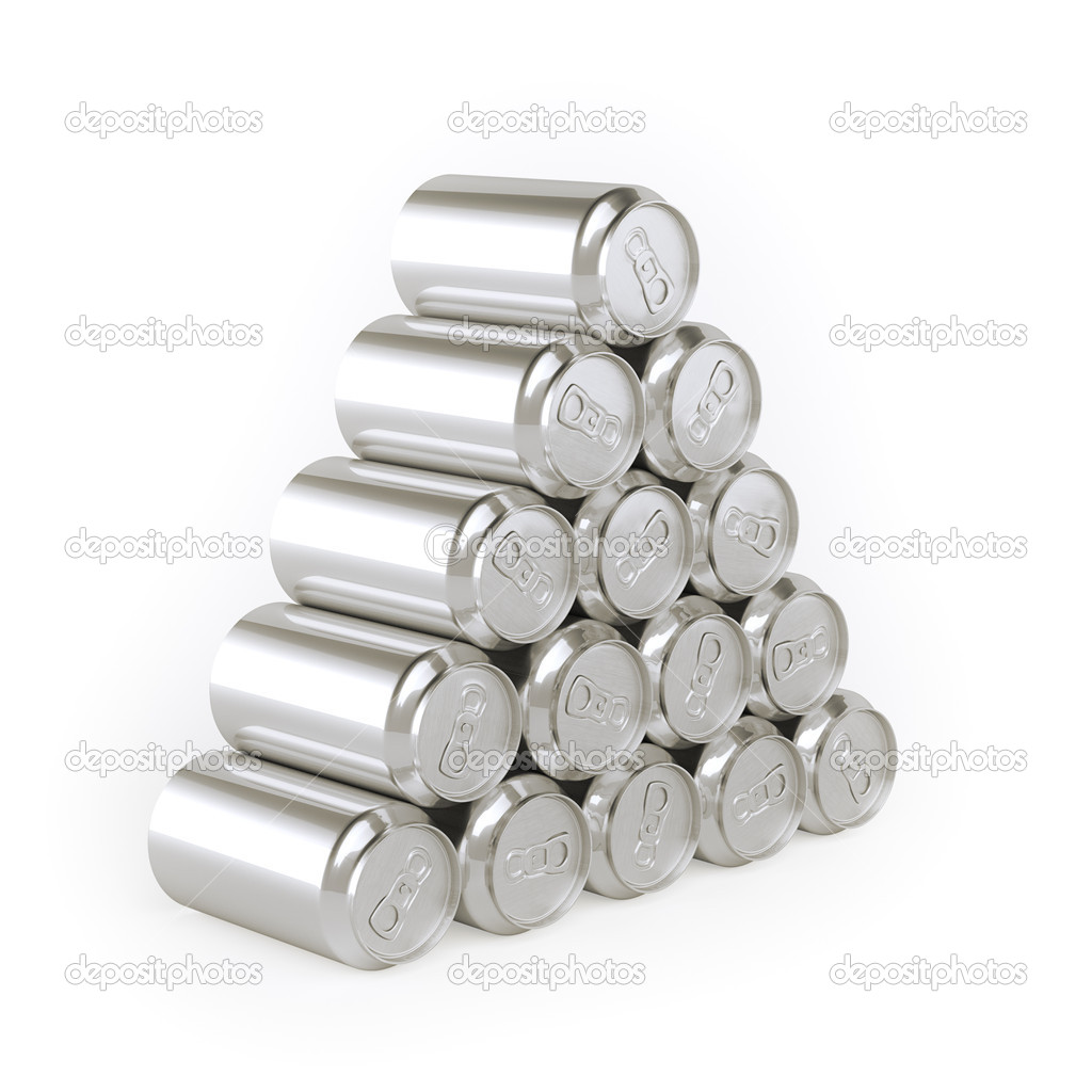 Pyramid of cans (Tin-Plate Material) Picture For Advertising (Isolated On White)