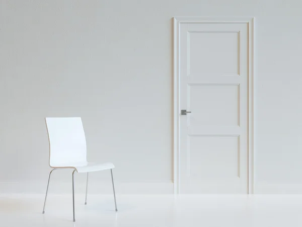 Interno bianco vuoto della stanza con la sedia . — Foto Stock