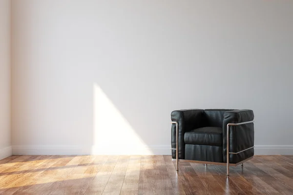 Poltrona de couro de luxo preto em estilo moderno Interior — Fotografia de Stock