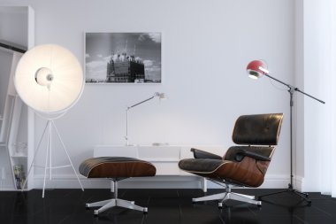 siyah şık deri koltuk minimalist Office