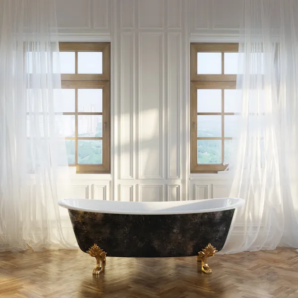 Luxury Retro Bathtub In Modern Room Interior 1st Version — Stock Photo, Image