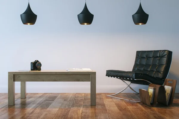 Living Or Office Interior Room With Leather Armhair And Table — Stock Photo, Image