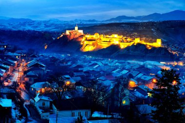 Eski Akhaltsikhe şehri ve kışın Rabati Kalesi, Akhaltsikhe, Gürcistan