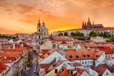 View of the Mala Strana district at sunset, Prague, Czech Republic clipart