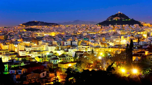 雅典市和希腊雅典Lycabettus山的景观 — 图库照片