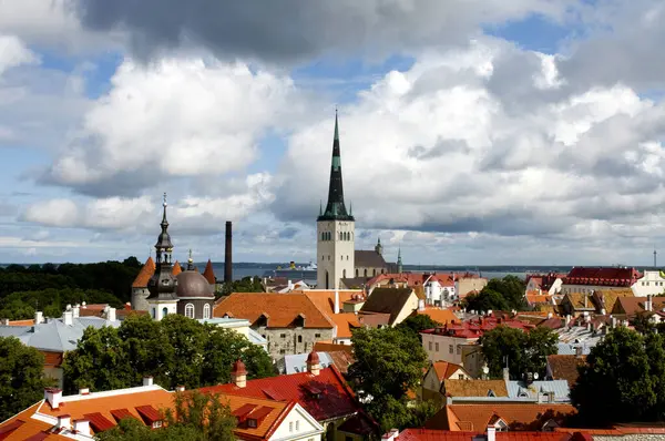 Вид Церковь Святого Петра Окружающие Веревки Таллинн Эстония — стоковое фото