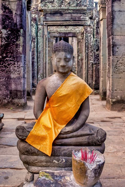 Estatua Buda Prasat Bayon Angkor Thom Siem Reap Camboya — Foto de Stock