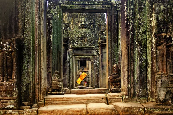 Είσοδος Στο Ναό Bayon Angkor Καμπότζη Φωτογραφία Αρχείου