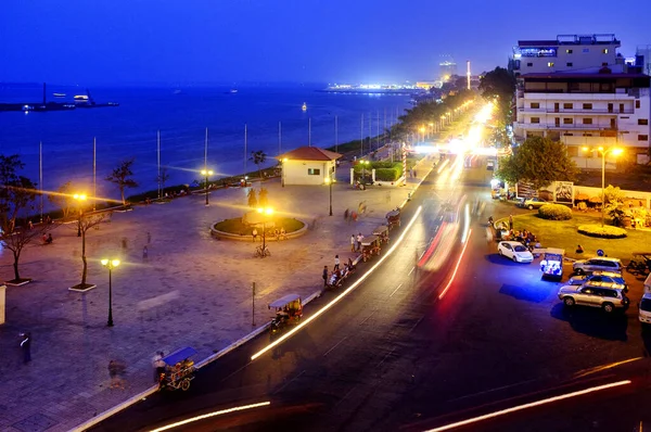 Vista Aérea Sisowath Quay Phnom Penh Cambodi — Fotografia de Stock