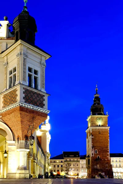 Суконная Ратуша Башня Часами Краков Польша — стоковое фото