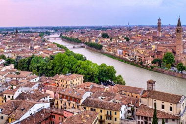 Verona manzarası Castel San Pietro, Verona, İtalya