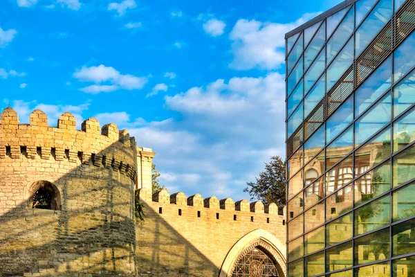 Shadow Icheri Sheher Metro Station Walls Old City Baku Azerbaija — Stock Photo, Image