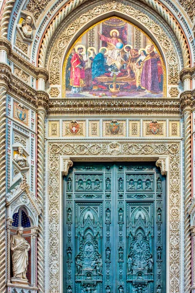 Main Portal Duomo Firenze Mosaic Representing Christ Enthroned Mary John — Fotografie, imagine de stoc
